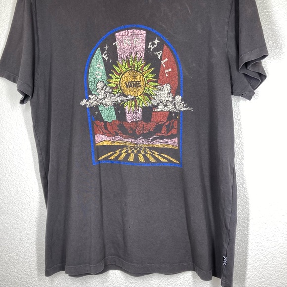 Vans Women’s Off The Wall World Tour Short Sleeve T-shirt Washed Black Large - Picture 6 of 14